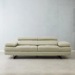 Lennox Almond Cream Leather 3-Seater Sofa