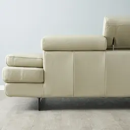 Lennox Almond Cream Leather 3-Seater Sofa