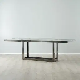 Titus Black Nickel Dining Table - Glass Top