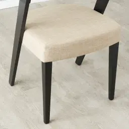 Franco Beige Linen Chair with Black Beech Wood Legs