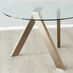 Jutta Glass 120cm Dining Table - Antique Brass Colour Legs