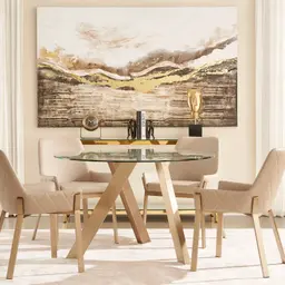 Jutta Glass 120cm Dining Table - Antique Brass Colour Legs