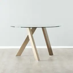 Jutta Glass 120cm Dining Table - Antique Brass Colour Legs