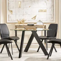 Jutta Glass 120cm Dining Table - Black Legs