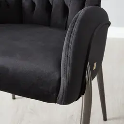 Henry Black Velvet Dining Chair - Black Nickel Legs