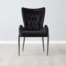Henry Black Velvet Dining Chair - Black Nickel Legs