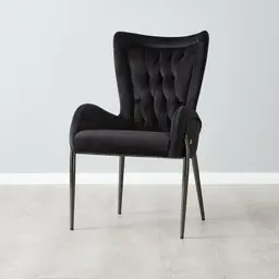 Henry Black Velvet Dining Chair - Black Nickel Legs