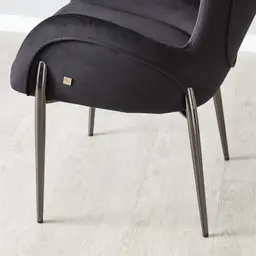 Henry Black Velvet Dining Chair - Black Nickel Legs