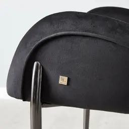 Henry Black Velvet Dining Chair - Black Nickel Legs