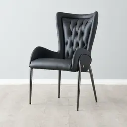 Henry Black Vegan Leather Dining Chair - Black Nickel Legs
