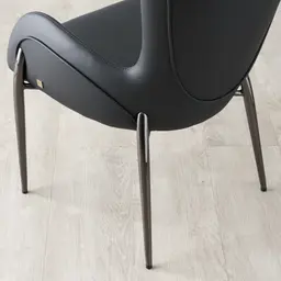 Henry Black Vegan Leather Dining Chair - Black Nickel Legs