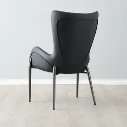 Henry Black Vegan Leather Dining Chair - Black Nickel Legs