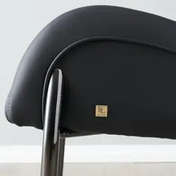 Henry Black Vegan Leather Dining Chair - Black Nickel Legs