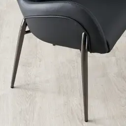 Henry Black Vegan Leather Dining Chair - Black Nickel Legs