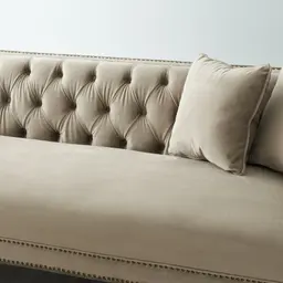 Vogue Beige Velvet 3 Seater Sofa 