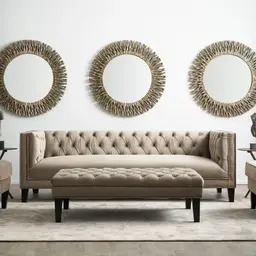 Vogue Beige Velvet 3 Seater Sofa 