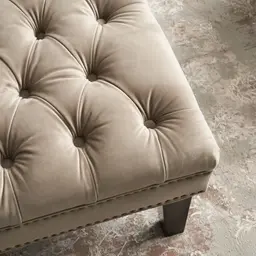 Vogue Beige Velvet Ottoman 