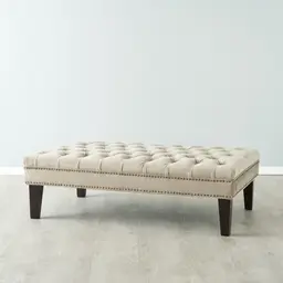 Vogue Beige Velvet Ottoman 