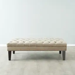 Vogue Beige Velvet Ottoman 