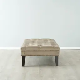 Vogue Beige Velvet Ottoman 