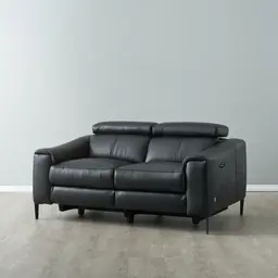 Bruce Black Leather 2-Seater Electric Recliner 
