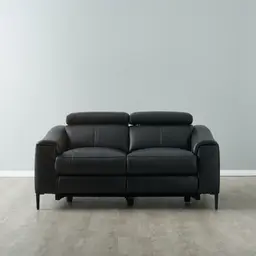 Bruce Black Leather 2-Seater Electric Recliner 