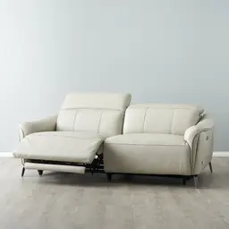 Carolina Cream Leather 3-Seater Electric Recliner 