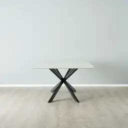 Lena White Sintered Stone Dining Table - Black Legs