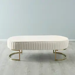 Hilda II Cream Velvet Ottoman 