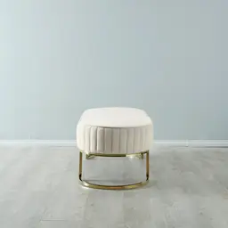 Hilda II Cream Velvet Ottoman 