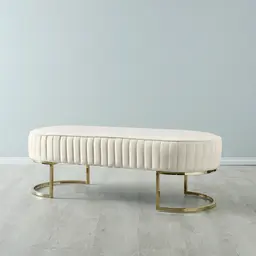 Hilda II Cream Velvet Ottoman 
