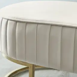 Hilda II Cream Velvet Ottoman 