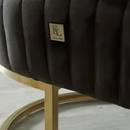 Hilda II Charcoal Velvet Ottoman 