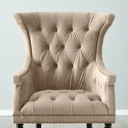 Deco Beige Velvet Armchair