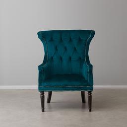 Deco Peacock Blue Velvet Armchair