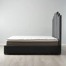 Jacques Charcoal Velvet King Bed - Black Nickel Frame
