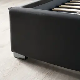 Jacques Charcoal Velvet King Bed - Black Nickel Frame