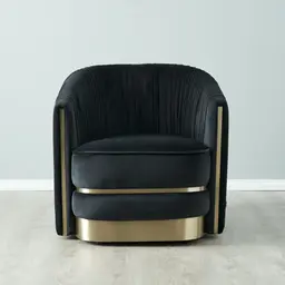 Crown Midnight Black Velvet Occasional Chair
