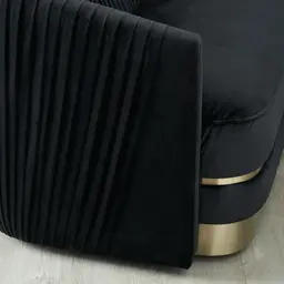 Crown Midnight Black Velvet 3-Seater Sofa