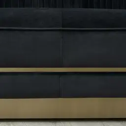 Crown Midnight Black Velvet 3-Seater Sofa