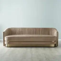 Crown Beige Velvet 3-Seater Sofa