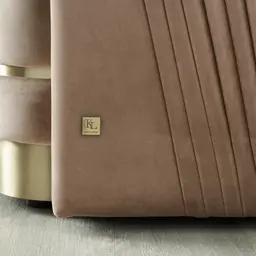 Crown Beige Velvet 3-Seater Sofa