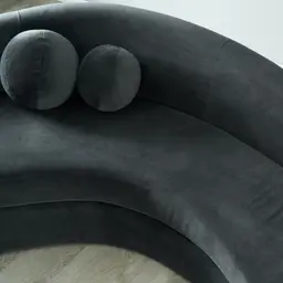 Maddie Curved Charcoal Velvet 3-Seater Sofa