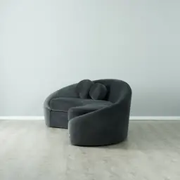 Maddie Curved Charcoal Velvet 3-Seater Sofa