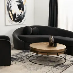 Maddie Curved Charcoal Velvet 3-Seater Sofa