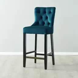 Saxon Peacock Blue Velvet Bar Stool