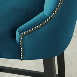 Saxon Peacock Blue Velvet Bar Stool