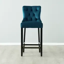 Saxon Peacock Blue Velvet Bar Stool