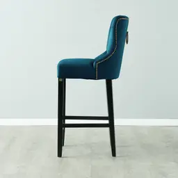 Saxon Peacock Blue Velvet Bar Stool