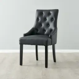 Saxon Black Vegan Leather Dining Chair